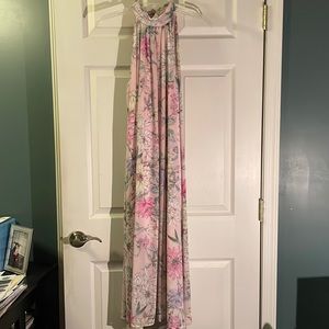 Lovely Pink w/ Lavender Floral Flowy Dress